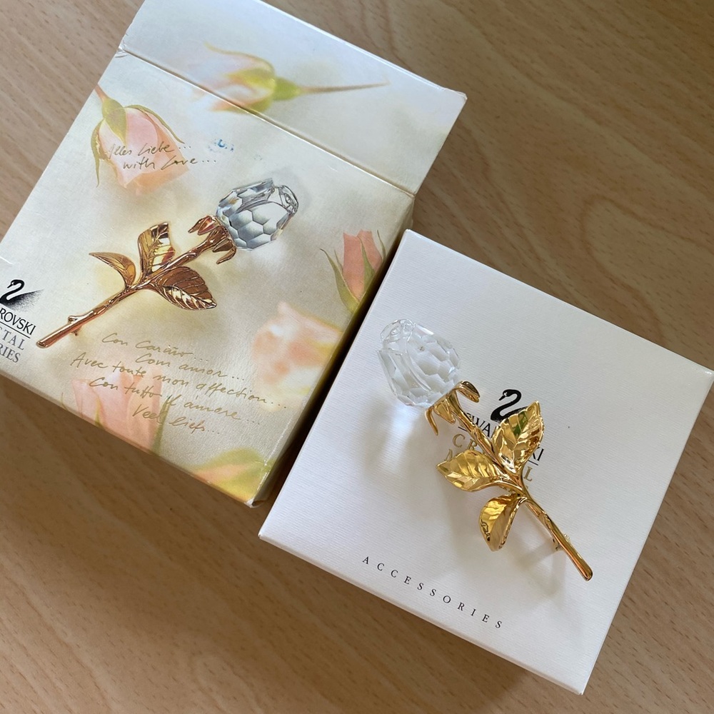 Swarovski Crystal Rose Brooch
